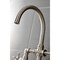 Kingston Brass KS2338NX Industrial Style Bridge Kitchen Faucet with Brass Sprayer, Brushed Nickel KS2338NX - alternate 3